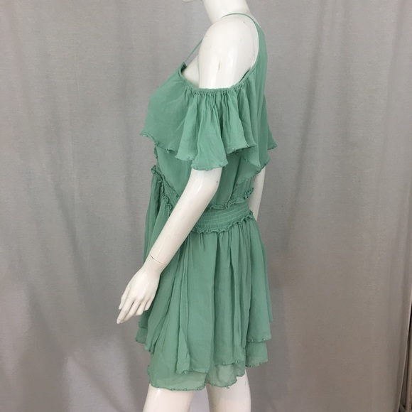 SOLD XL Anthro Maeve Green Elisa Ruffle Mini Dress - Picture 6 of 8